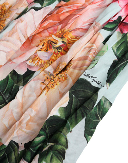 Dolce & Gabbana Multicolor Floral CottonAline Pleated Dress