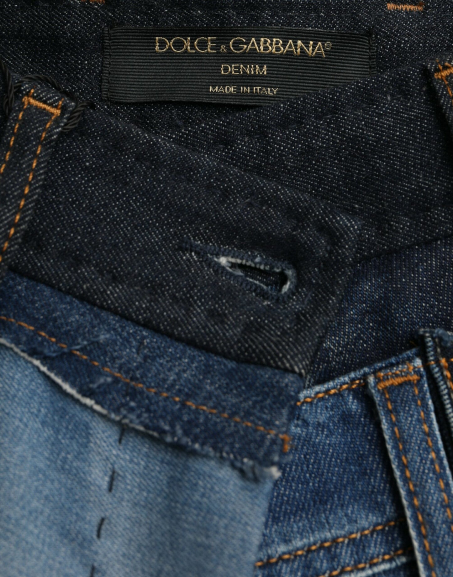 Dolce & Gabbana Blue Patchwork Cotton Denim Hot Pants Short