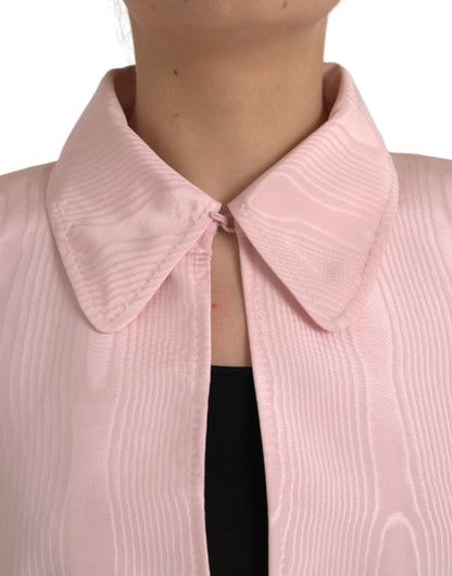 Dolce & Gabbana Light Pink Silk Long Maxi Cape Coat Jacket