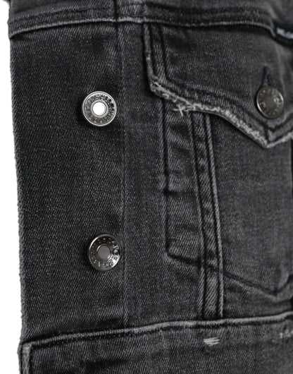 Dolce & Gabbana Dark Gray Cotton Stretch Cropped Denim Jacket