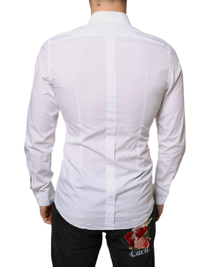 Dolce & Gabbana White Bib Cotton Poplin Formal Dress Shirt