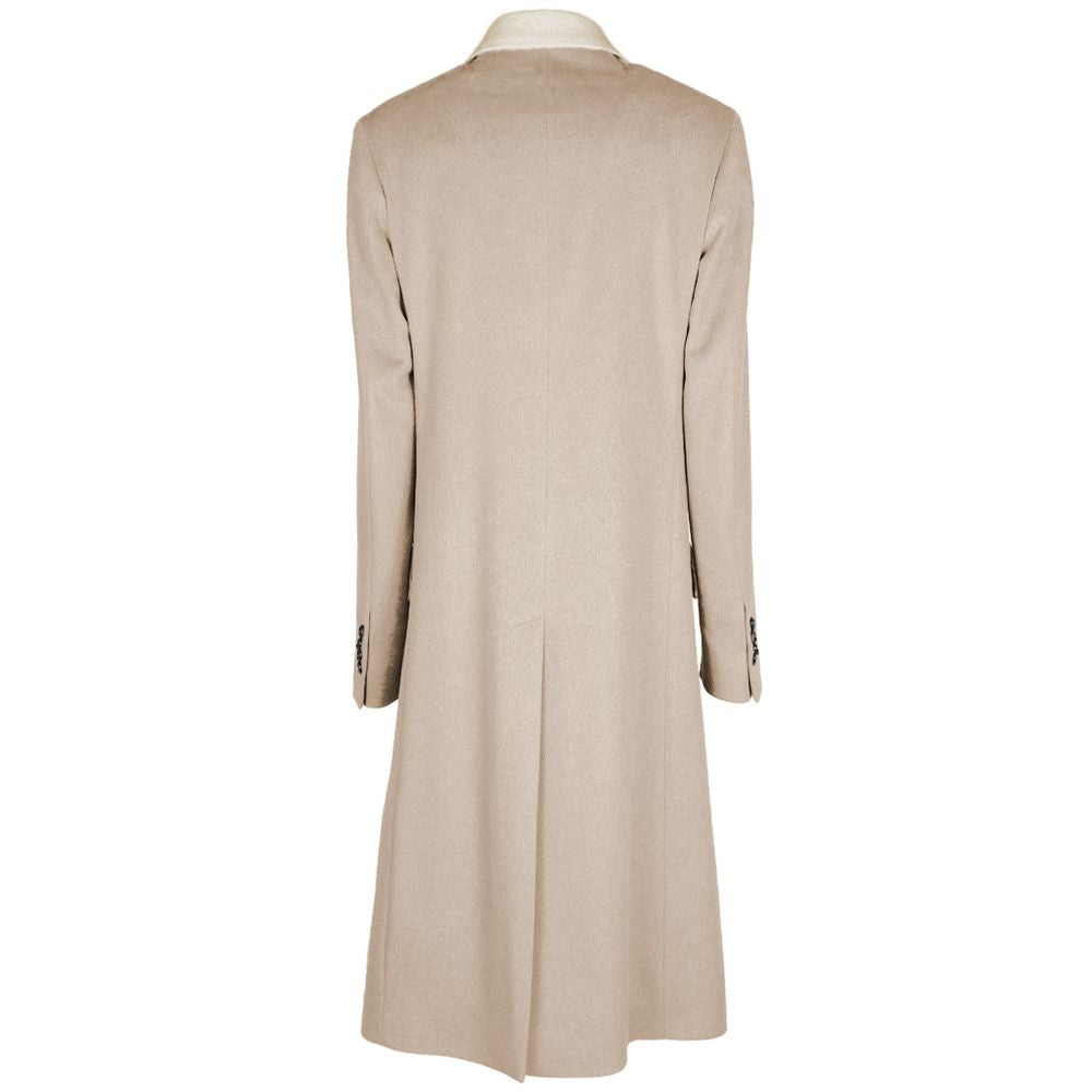 Made in Italy Beige Virgin Wool Women Coat