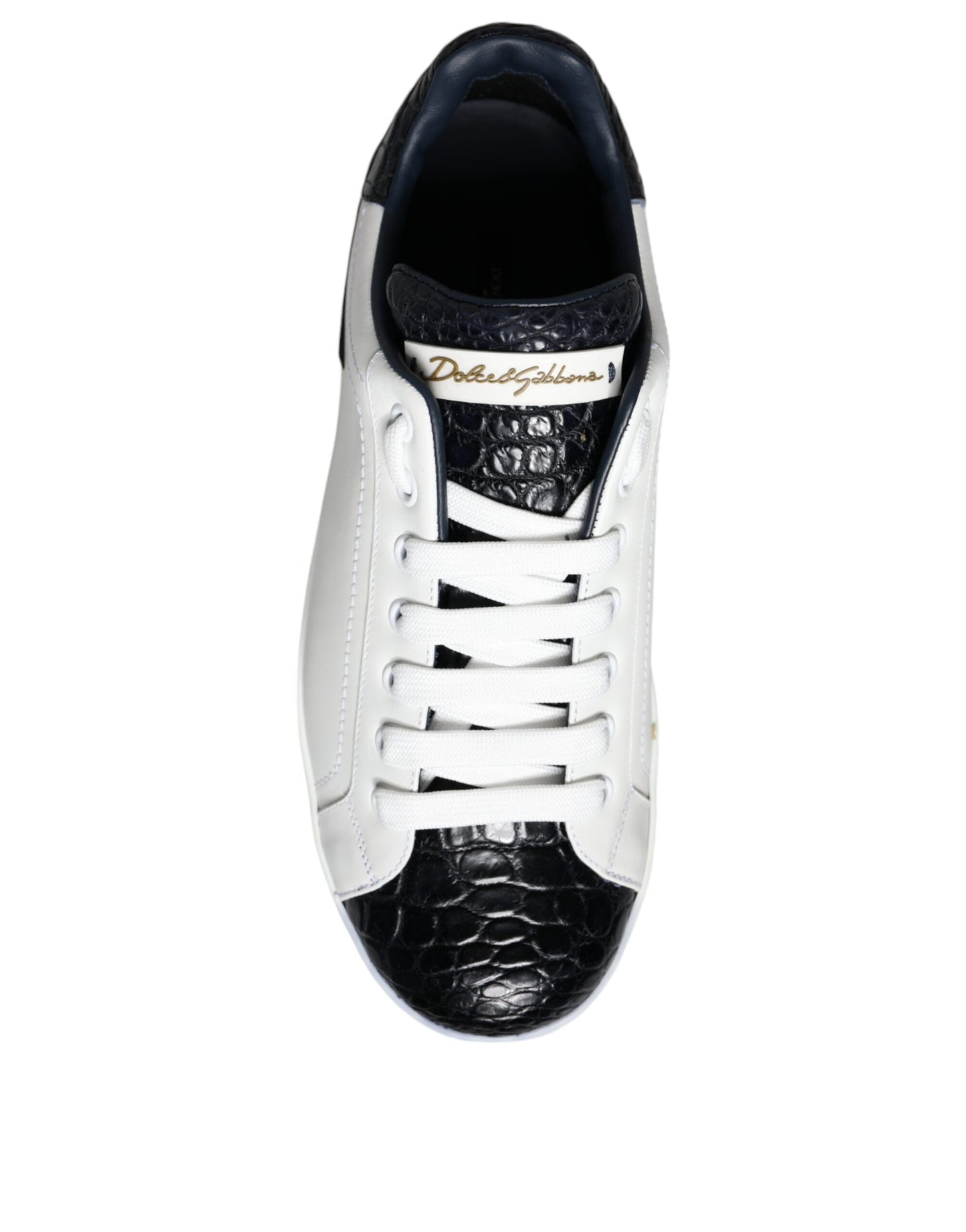 Dolce & Gabbana White Leather Logo Portofino Sneaker Shoes