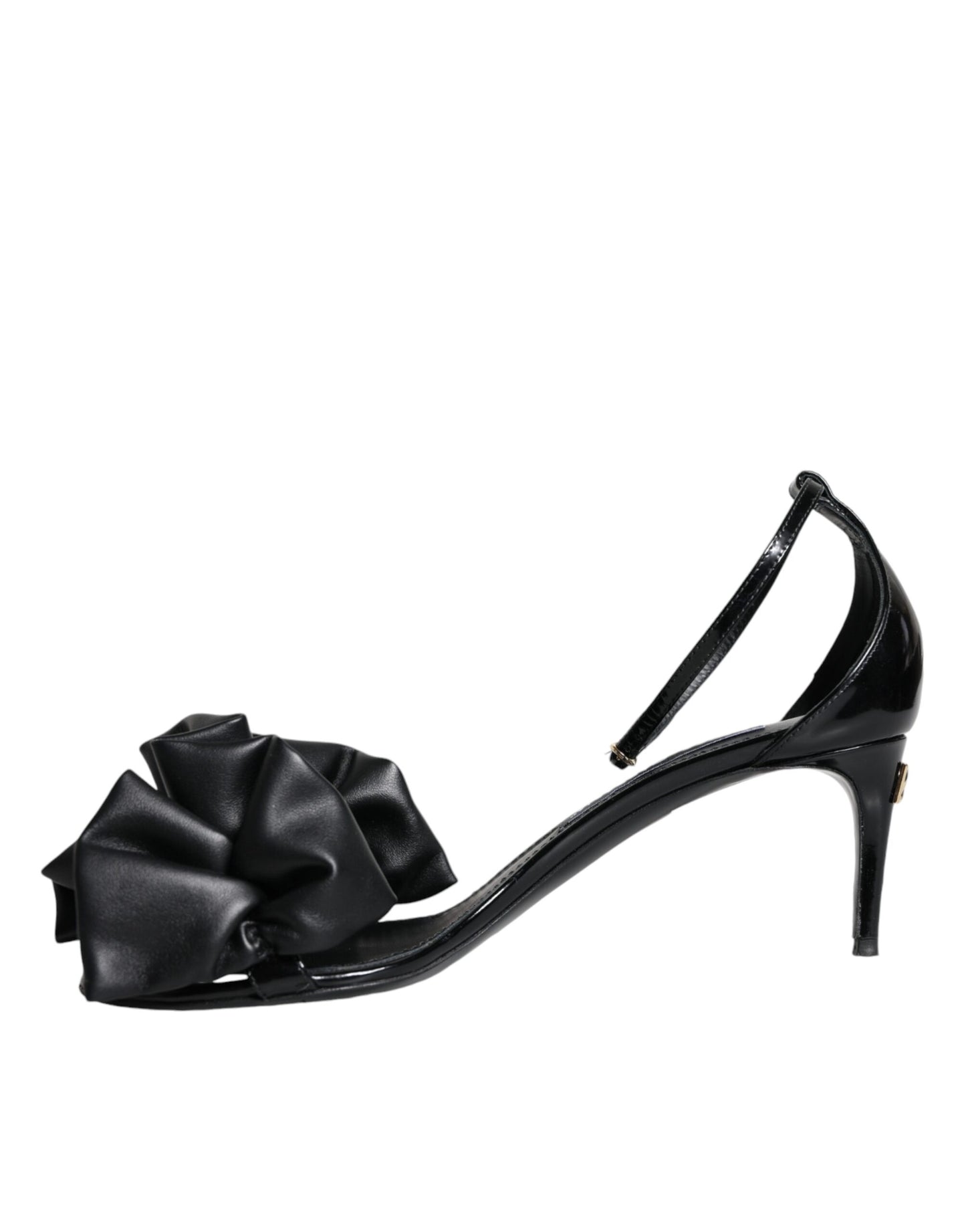 Dolce & Gabbana Black Leather Ankle Strap Heel Sandals Shoes