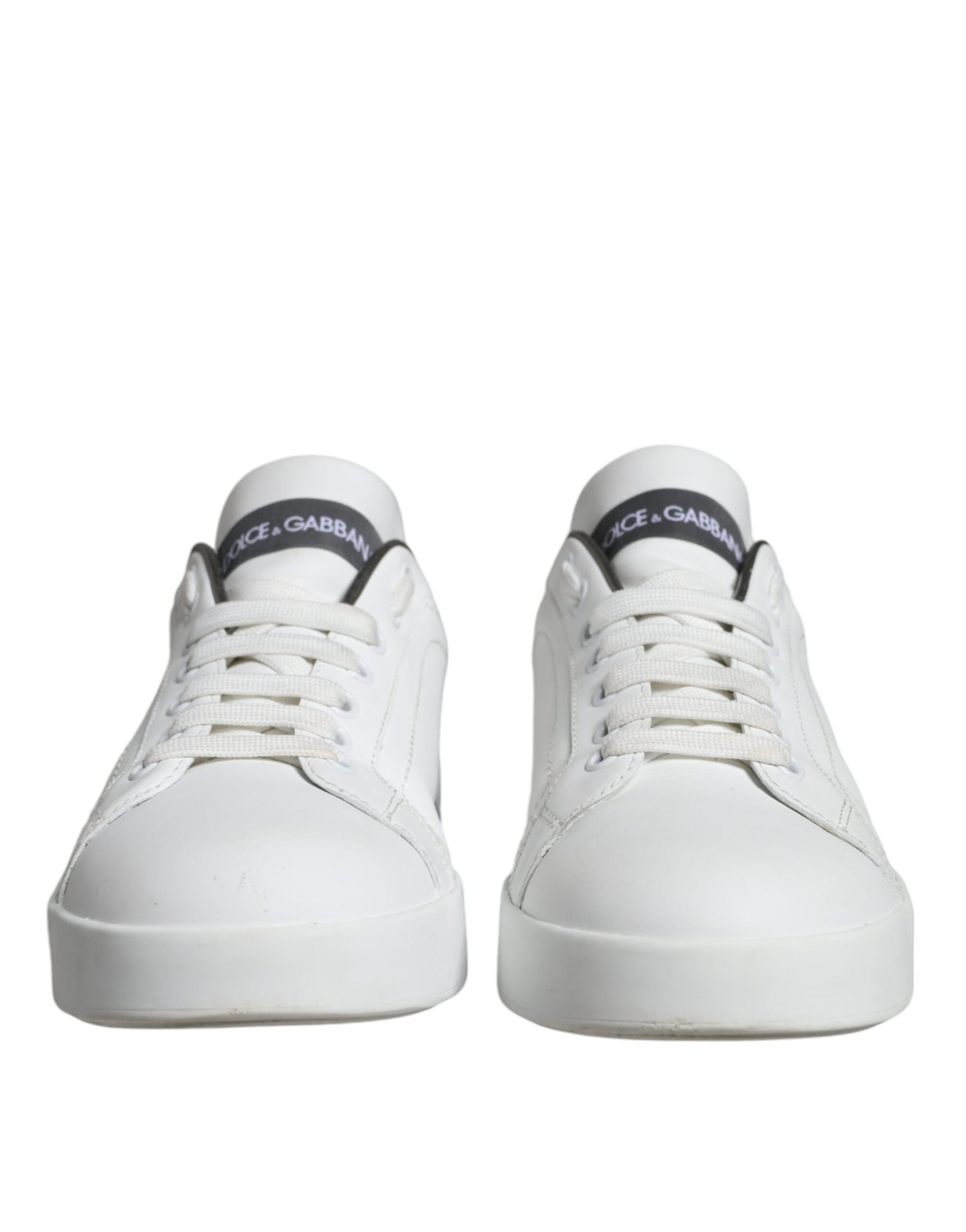 Dolce & Gabbana White Leather Portofino Low Top Sneakers Shoes