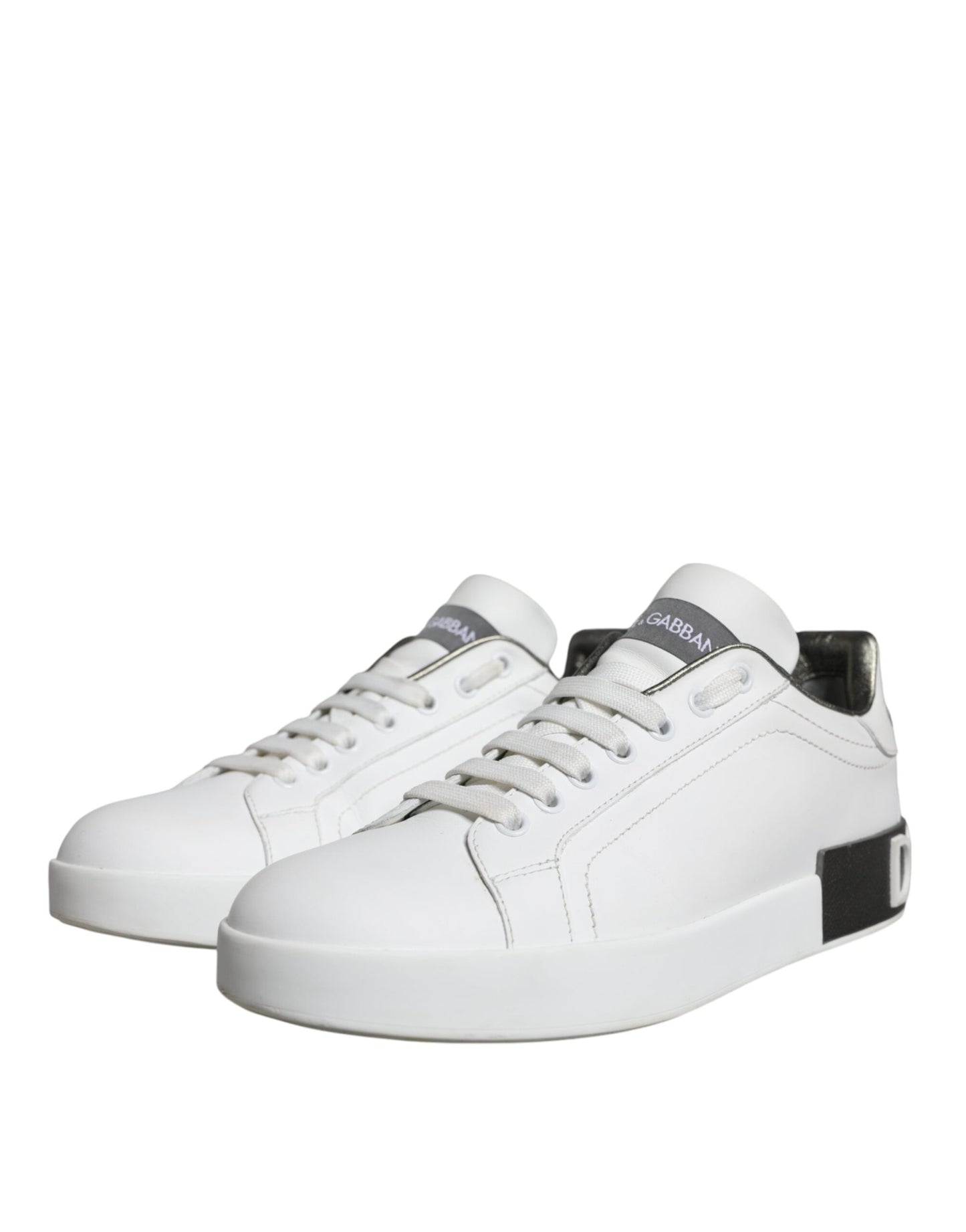Dolce & Gabbana White Leather Portofino Low Top Sneakers Shoes