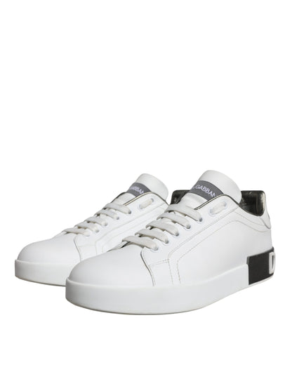 Dolce & Gabbana White Leather Portofino Low Top Sneakers Shoes