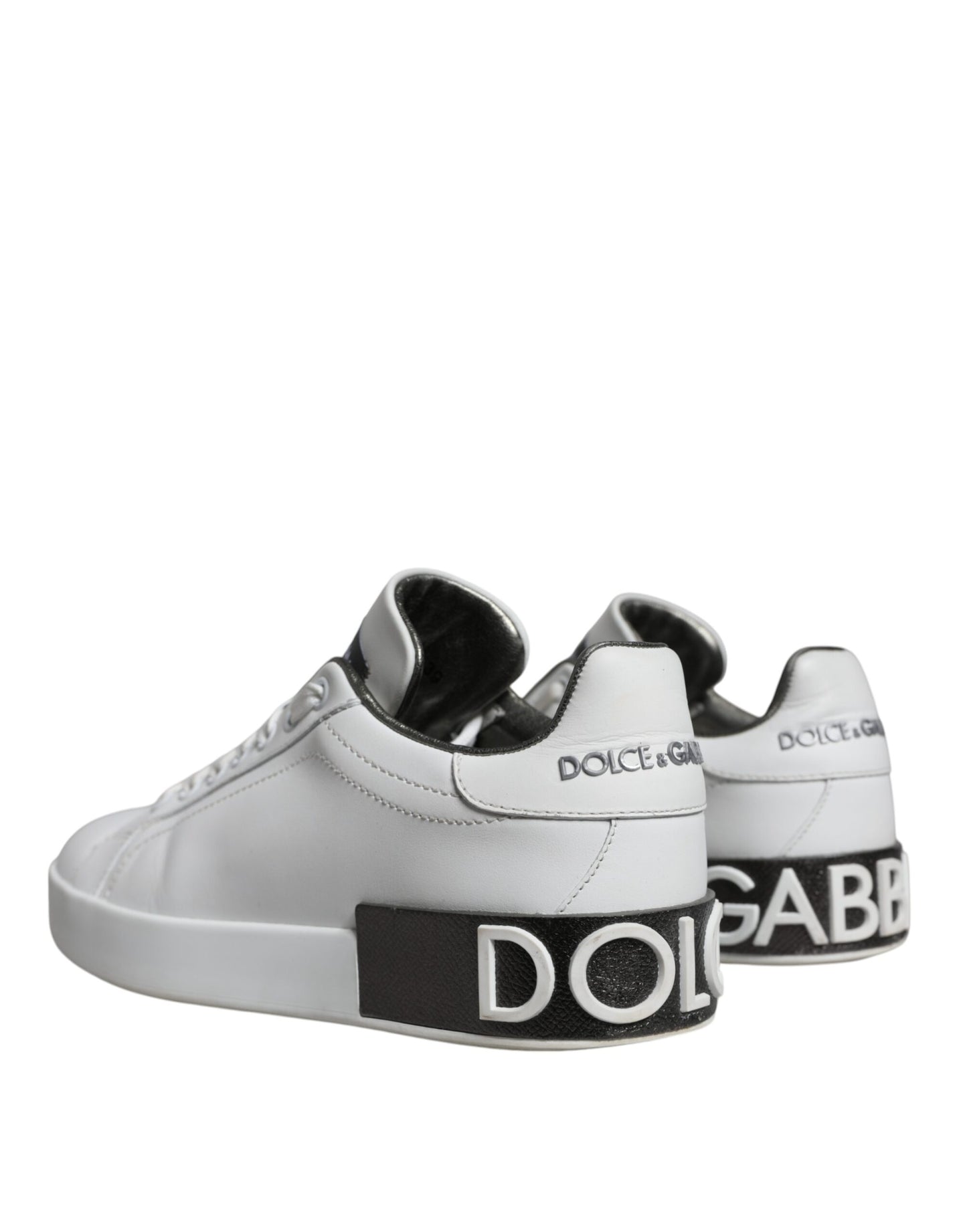 Dolce & Gabbana White Leather Portofino Low Top Sneakers Shoes