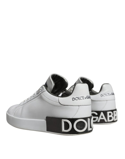 Dolce & Gabbana White Leather Portofino Low Top Sneakers Shoes