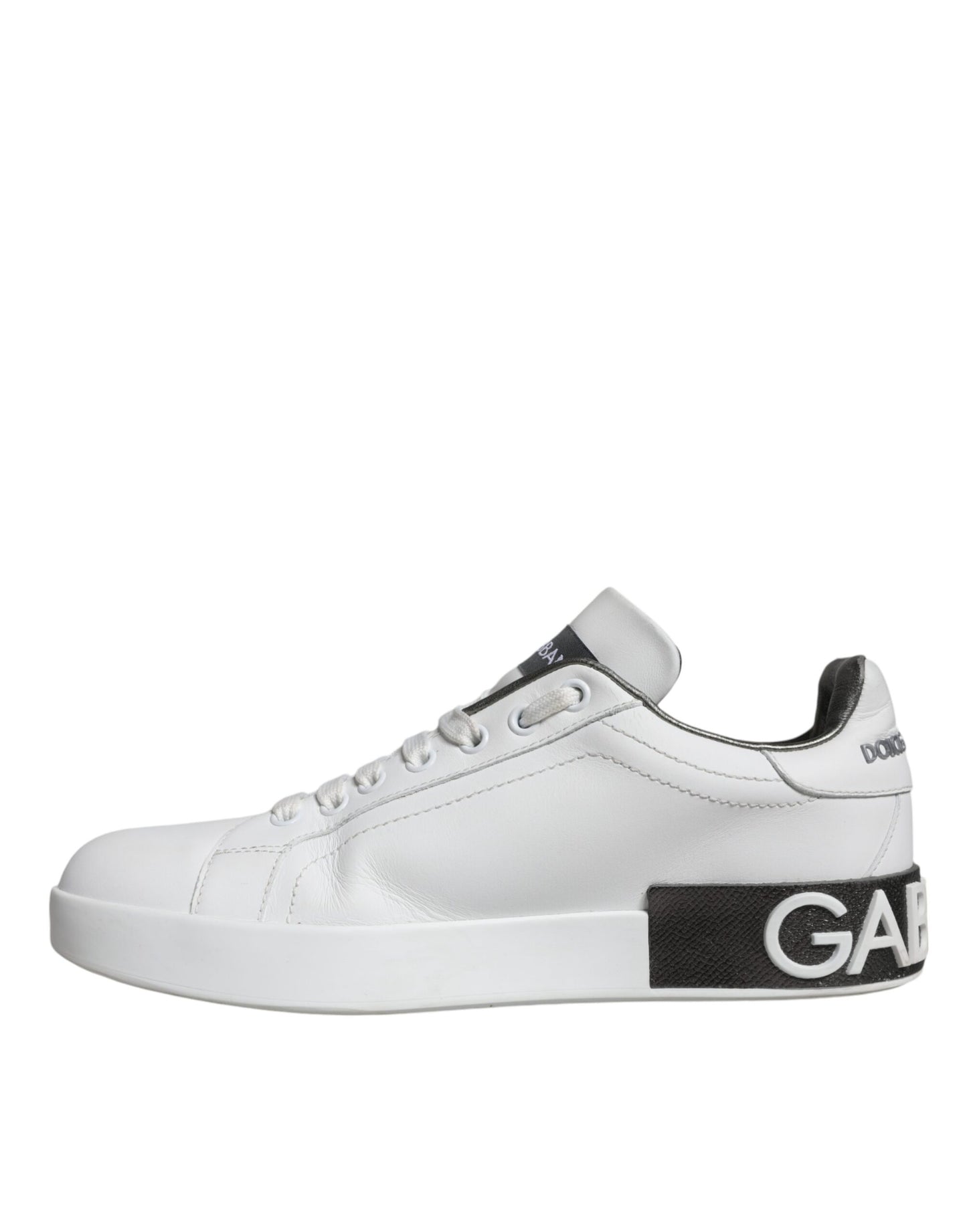 Dolce & Gabbana White Leather Portofino Low Top Sneakers Shoes