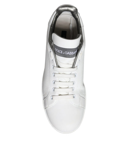 Dolce & Gabbana White Leather Portofino Low Top Sneakers Shoes