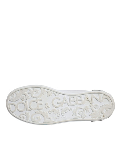 Dolce & Gabbana White Leather Portofino Low Top Sneakers Shoes