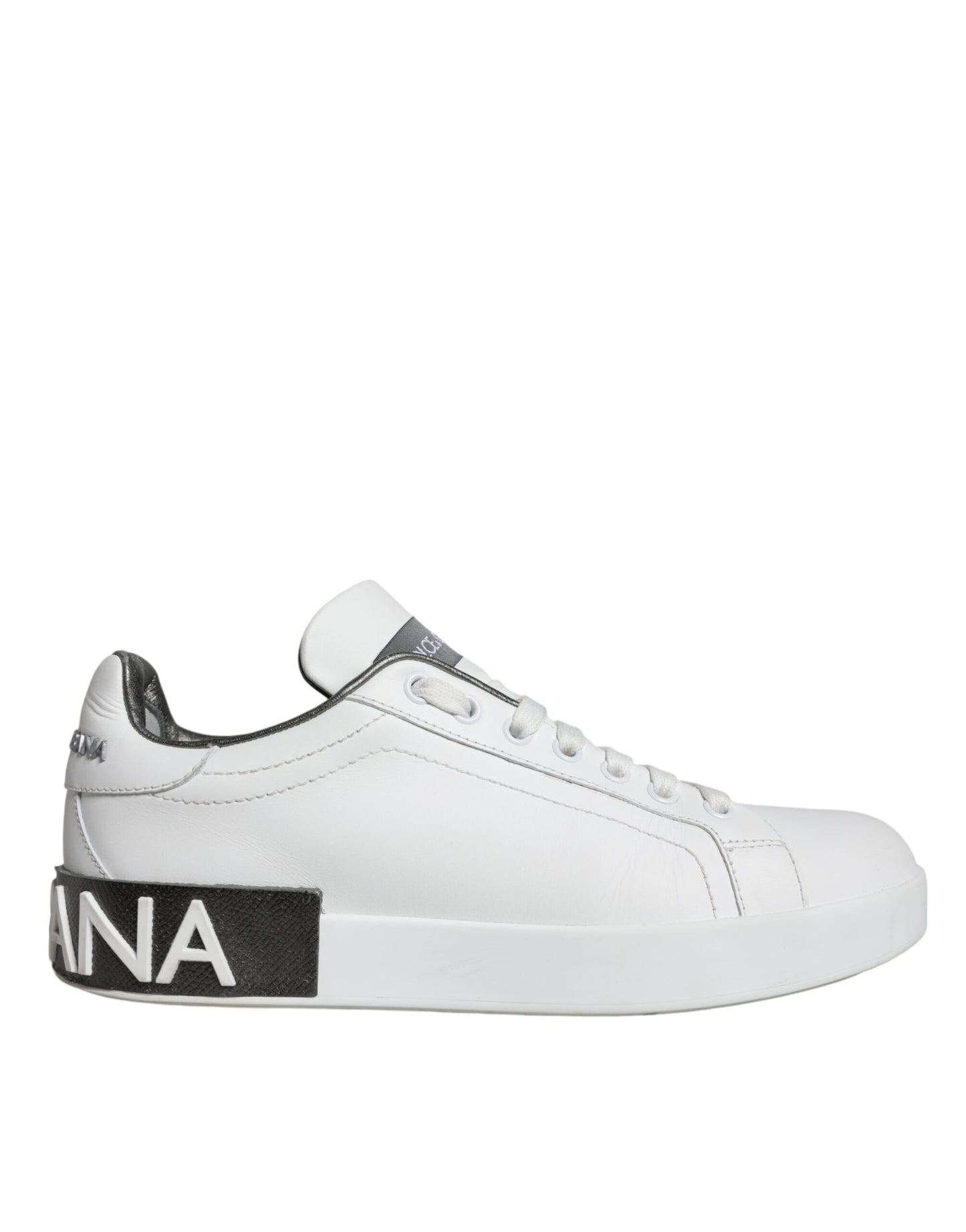 Dolce & Gabbana White Leather Portofino Low Top Sneakers Shoes