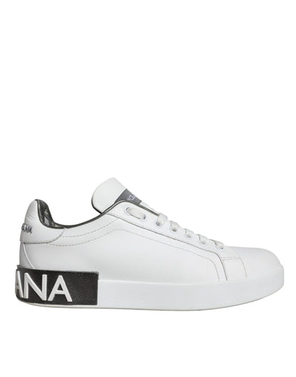Dolce & Gabbana White Leather Portofino Low Top Sneakers Shoes