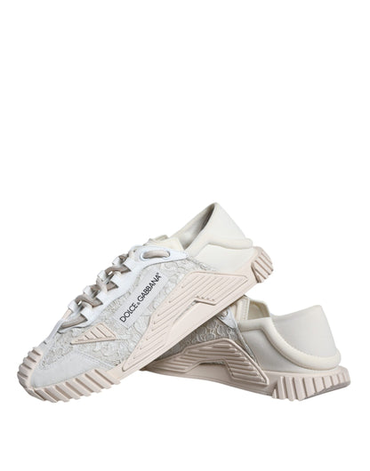 Dolce & Gabbana White Lace NS1 Low Top Sneaker Sports Shoes