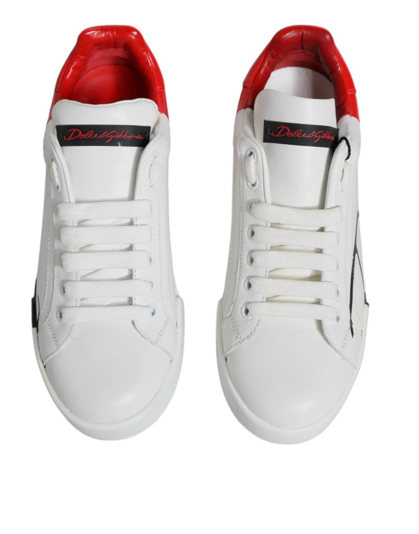 Dolce & Gabbana White Red Portofino Low Top Sneakers Shoes