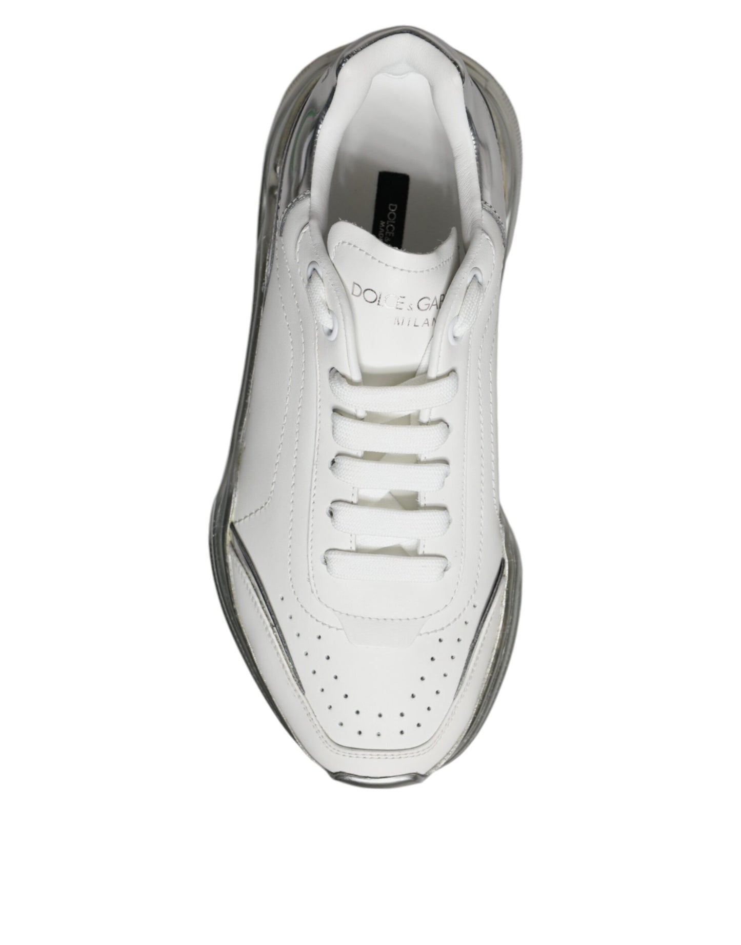 Dolce & Gabbana Silver White Daymaster Low Top Sneakers Shoes