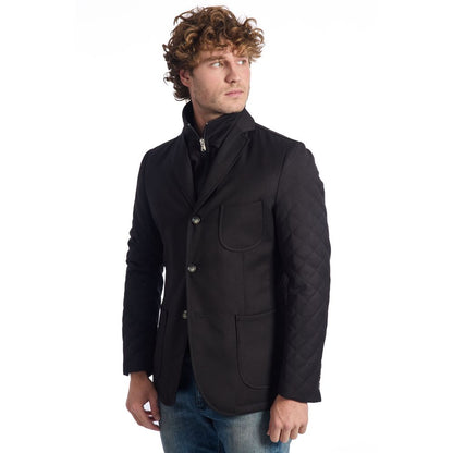 Roberto Pepe Luxury Black Viscose Men Jacket