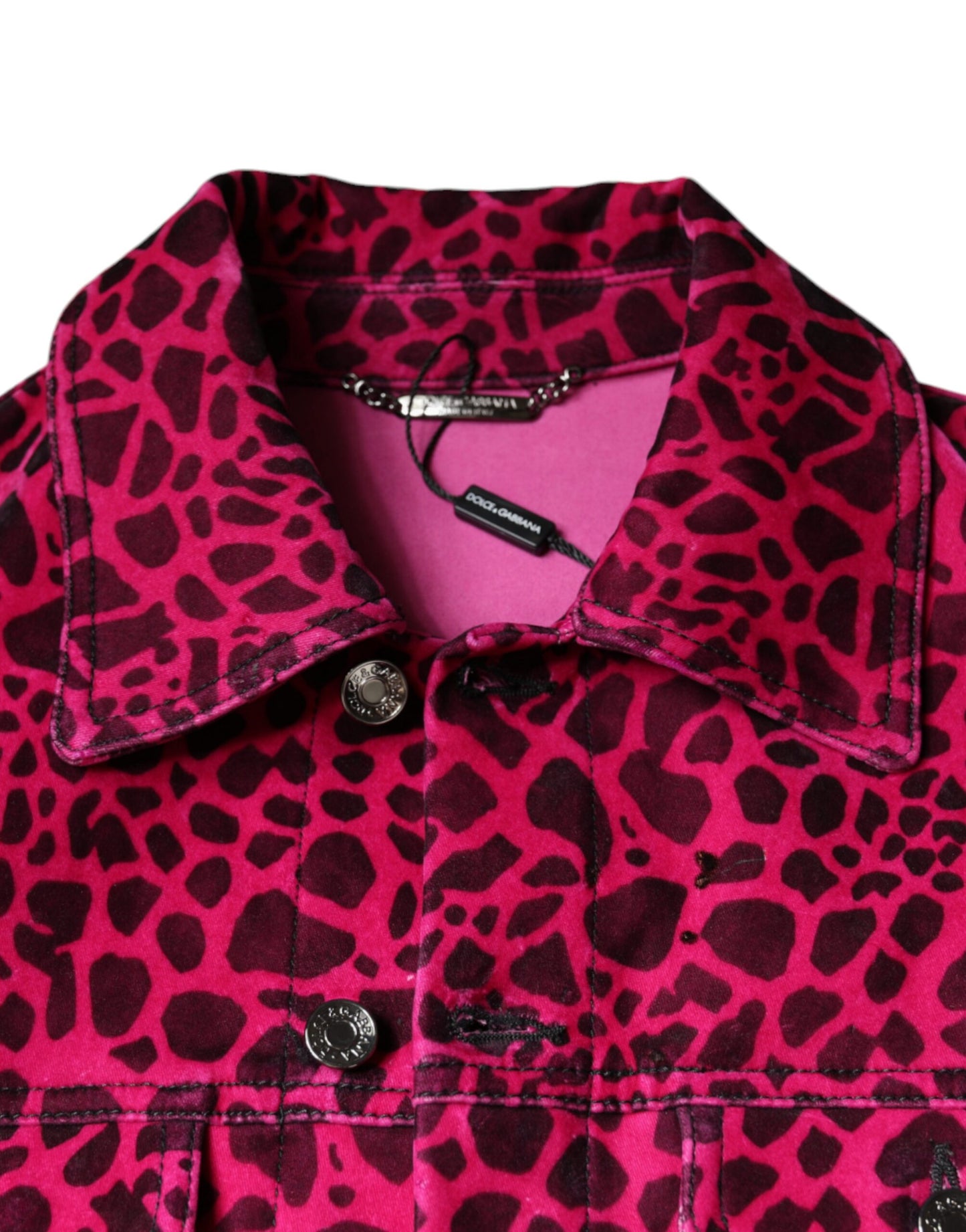 Dolce & Gabbana Fuchsia Leopard Button Down Collared Jacket