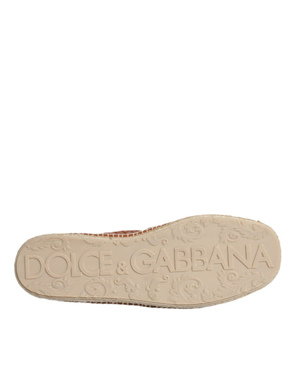 Dolce & Gabbana Maroon Woven Leather Men Espadrille Shoes