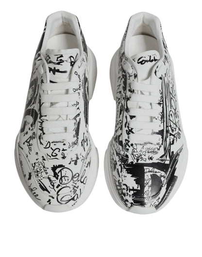 Dolce & Gabbana White Black Graffiti Daymaster Sneakers Shoes