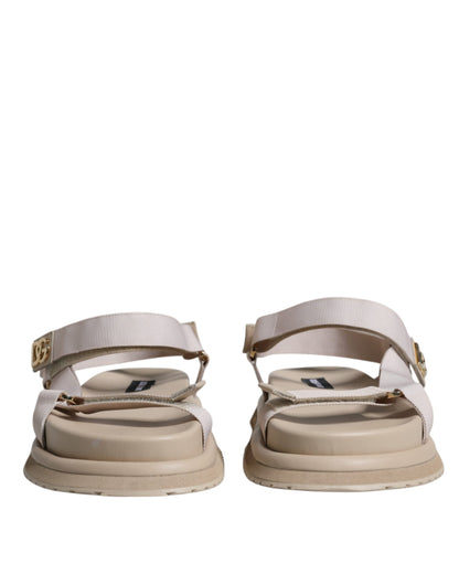 Dolce & Gabbana Beige Nappa Devotion Strap Men Sandals Shoes