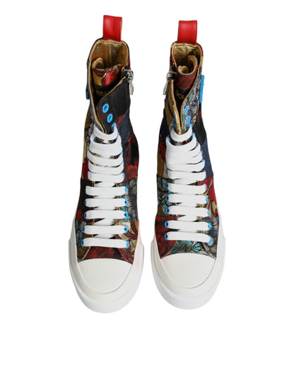 Dolce & Gabbana Multicolor Patchwork High Top Sneakers Shoes