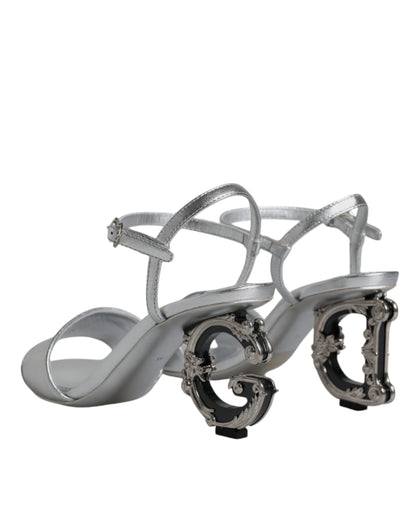 Dolce & Gabbana Silver KEIRA Heels Ankle Strap Sandals Shoes