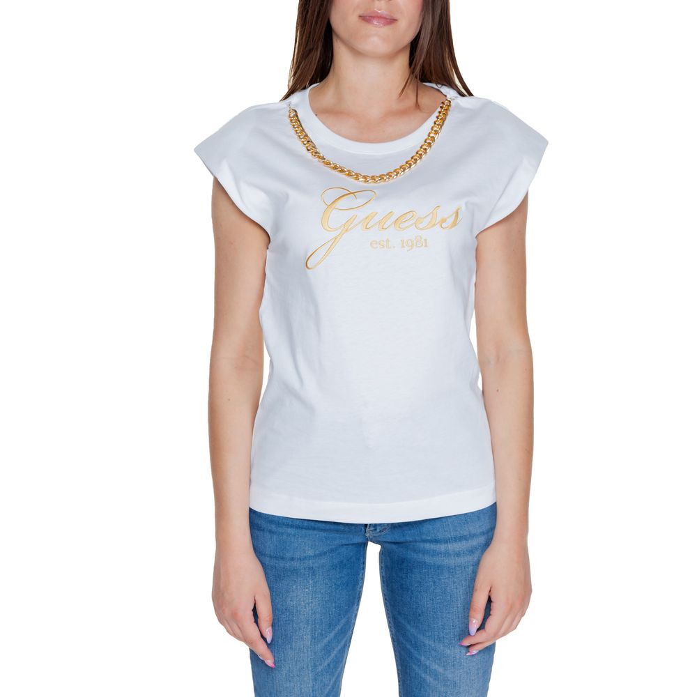 Guess White Cotton Tops & T-Shirt