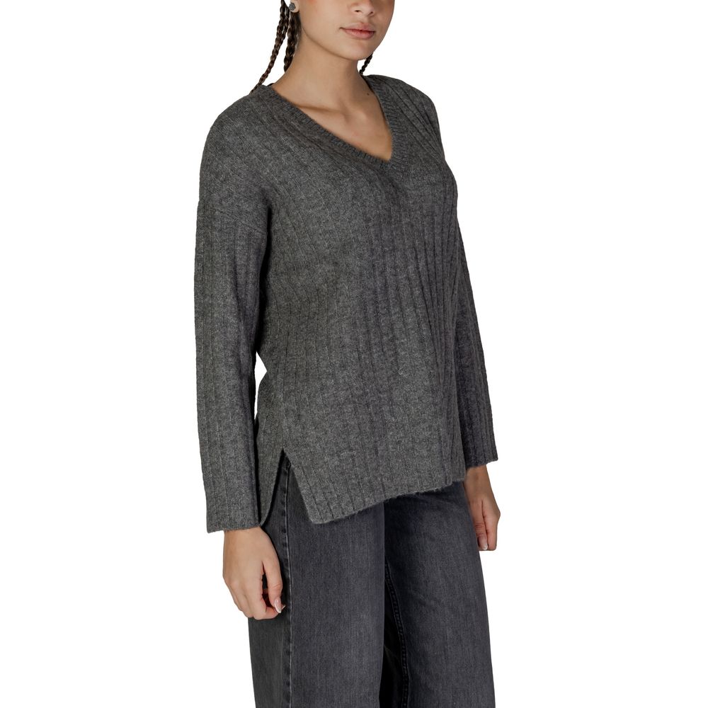 Vila Clothes Gray Acrylic Sweater