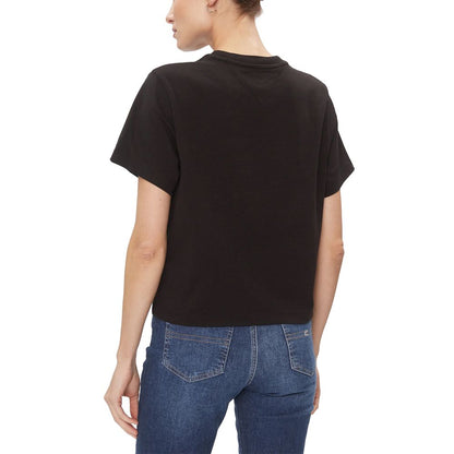 Tommy Hilfiger Jeans Black Recycled Cotton Tops & T-Shirt