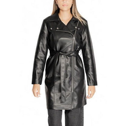 Jacqueline De Yong Black Polyethylene Jackets & Coat