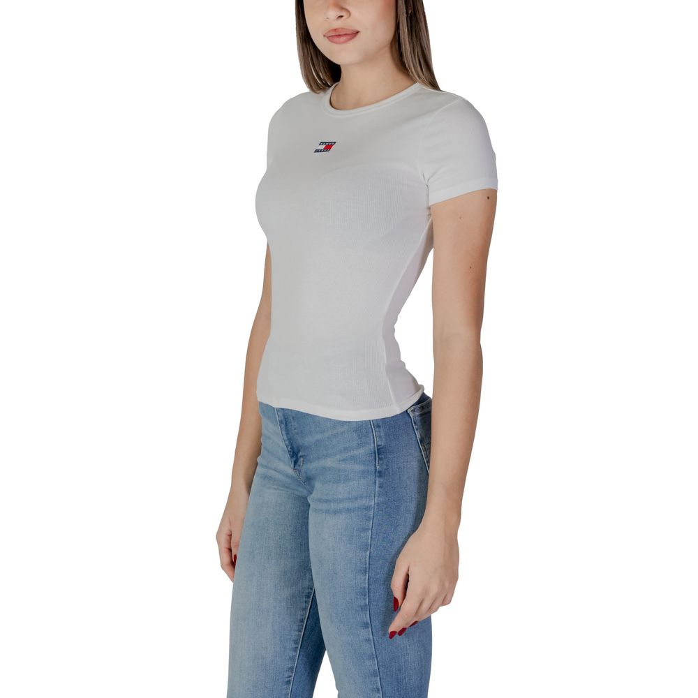 Tommy Hilfiger Jeans Cream Cotton Rigenerato Tops & T-Shirt