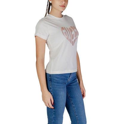 Guess Active Cream Cotton Tops & T-Shirt