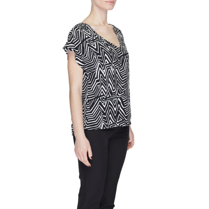 Jacqueline De Yong Black And White Viscose Tops & T-Shirt