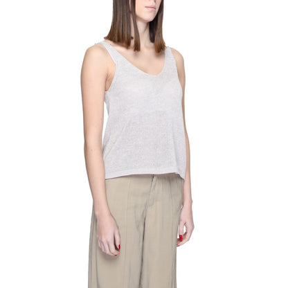 Jacqueline De Yong Beige Recycled Cotton Tops & T-Shirt