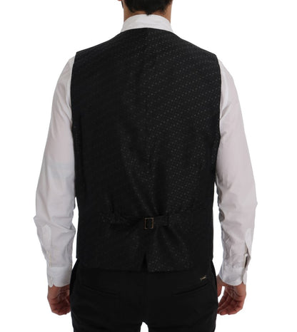 Dolce & Gabbana Elegant Gray Striped Men's Waistcoat Vest