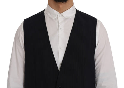 Dolce & Gabbana Sleek Striped Wool Blend Waistcoat Vest