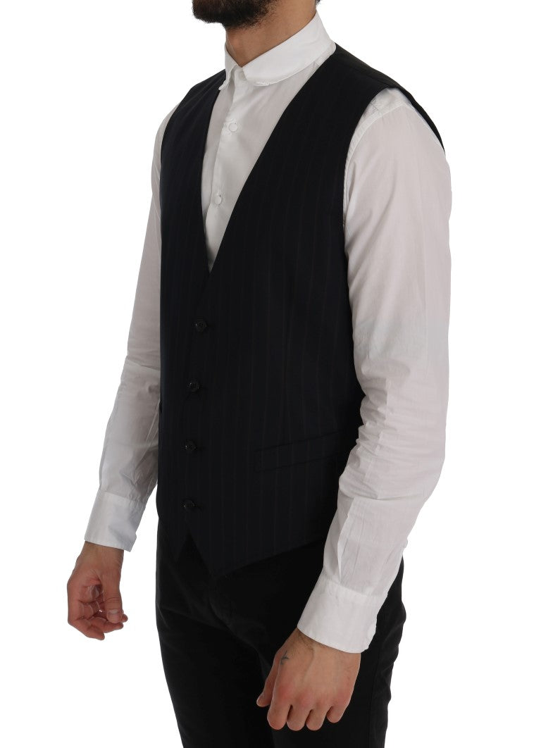 Dolce & Gabbana Elegant Striped Wool Blend Vest Waistcoat