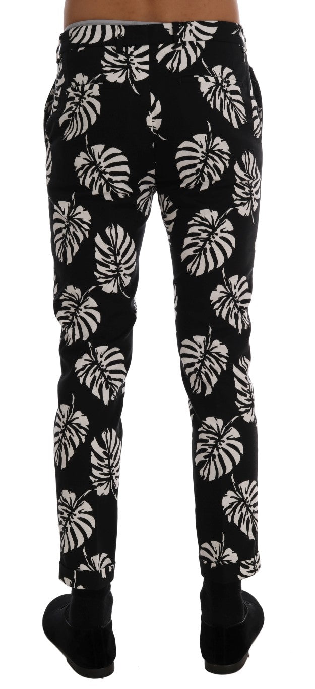 Dolce & Gabbana Slim Fit Leaf Print Ankle Pants