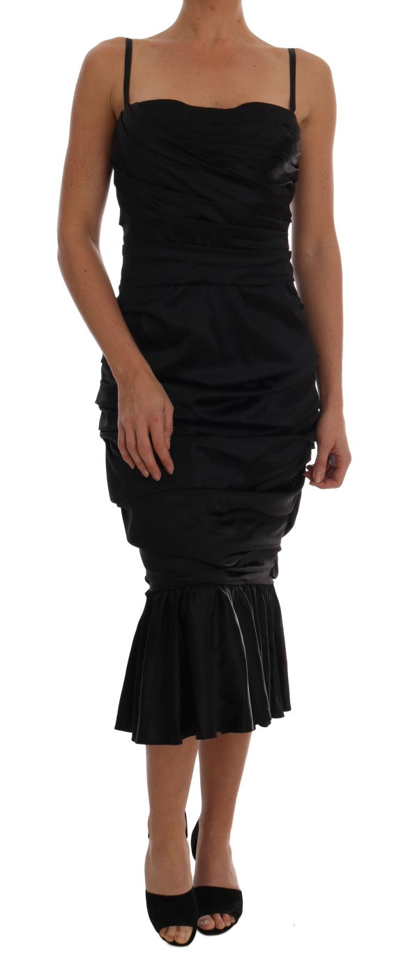 Dolce & Gabbana Elegant Silk Stretch Bustier Midi Dress