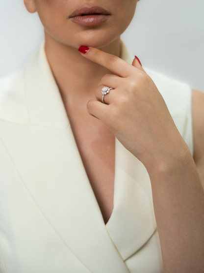 NATURAL DIAMOND SOLITAIRE HALO ENGAGEMENT RING