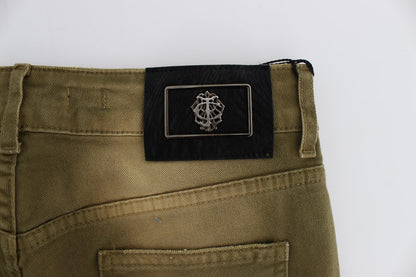 Cavalli Green Slim Fit Cotton Stretch Jeans