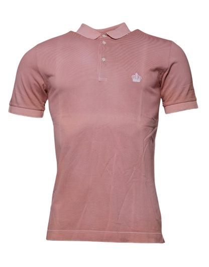 Dolce & Gabbana Pink Crown Collared Short Sleeve Polo T-shirt
