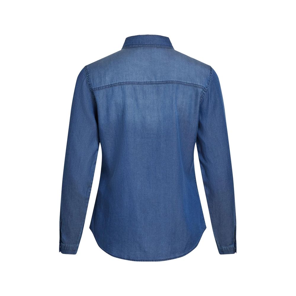 Vila Clothes Blue Cotton Shirt