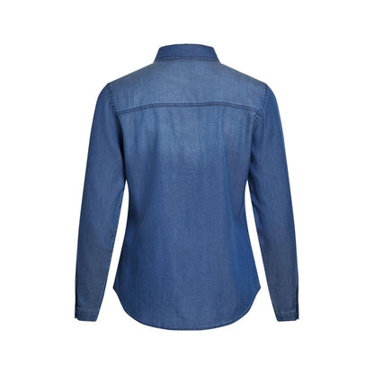 Vila Clothes Blue Cotton Shirt