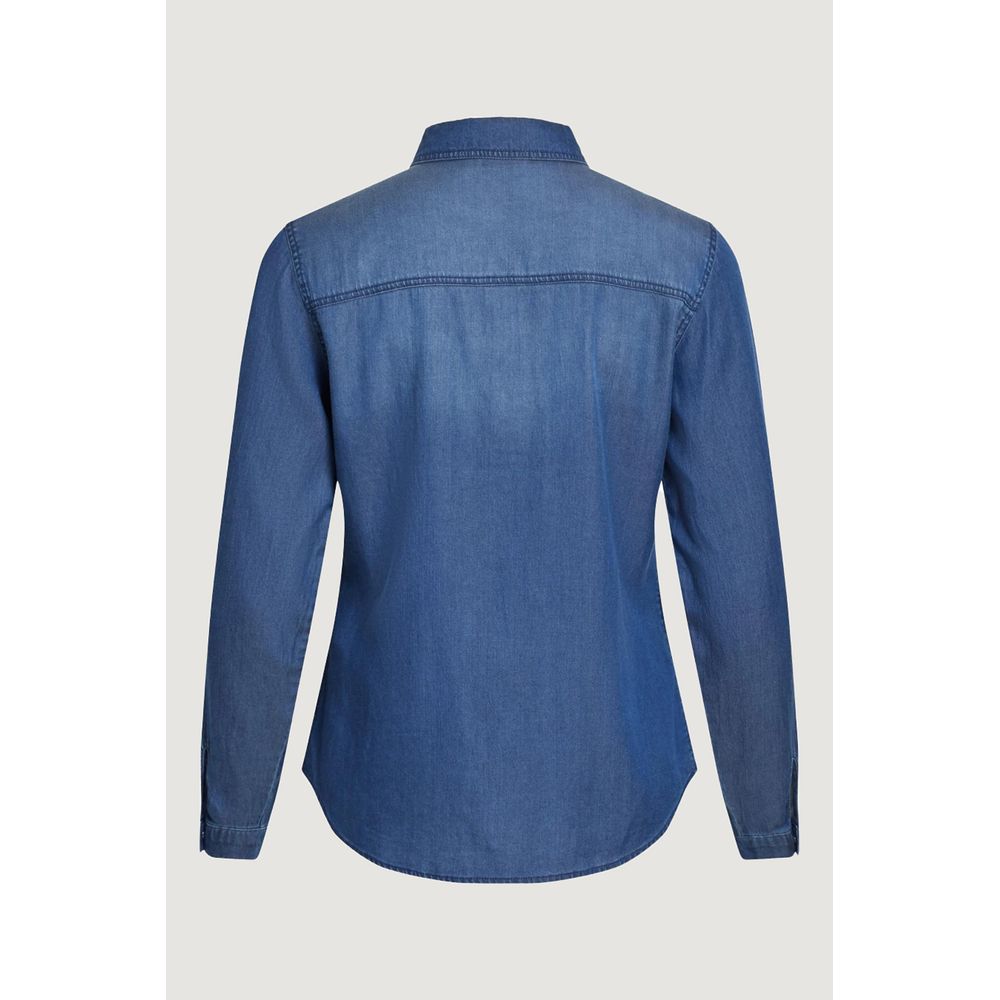 Vila Clothes Blue Cotton Shirt