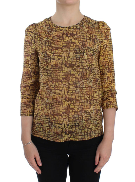 Dolce & Gabbana Sicilian Mosaic Print Silk Blouse