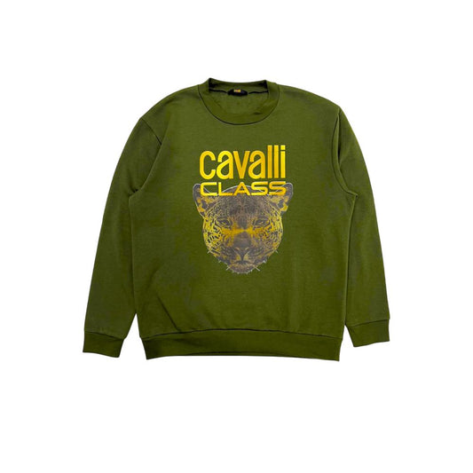 Cavalli Class Green Cotton Men Sweater