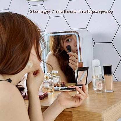 Mini Fridge Portable Cosmetic Refrigerator Mirror And Led Lighting Used for Beauty Skin Care in Home & Car of 4L